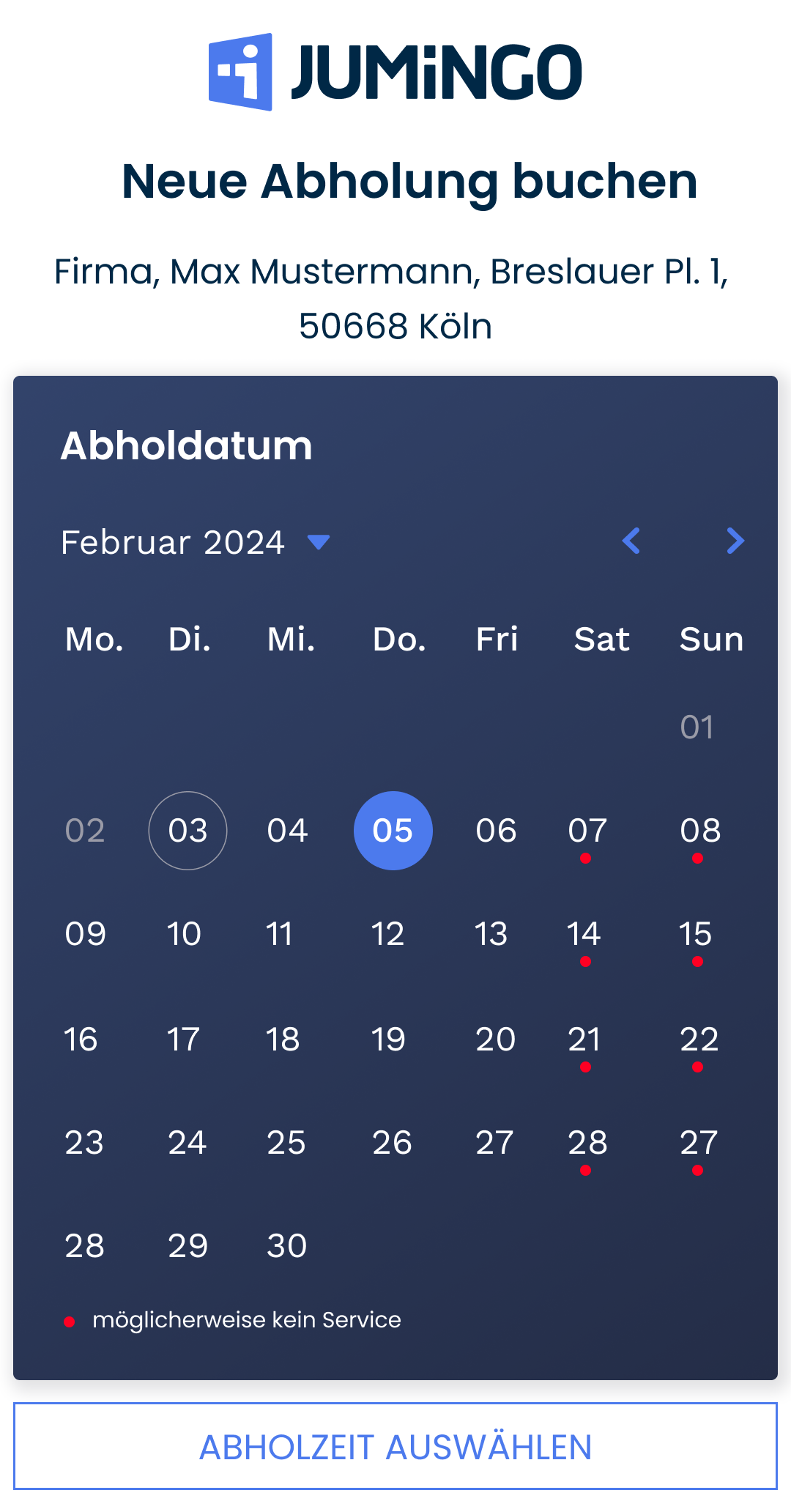 Neue Abholung buchen