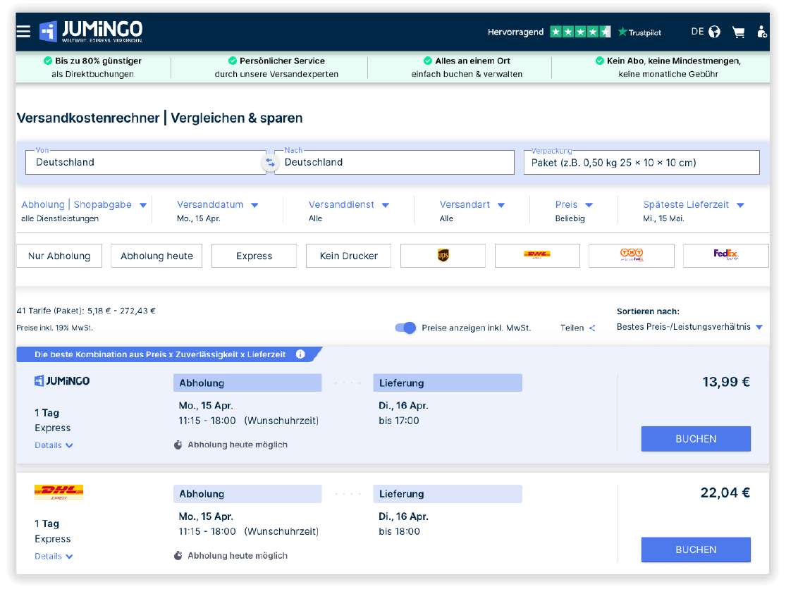 Versandkosten vergleichen